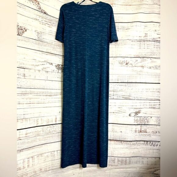 Lilla P Dress Womens Size Medium Maxi front slit Navy Blue space Dye Minimalist - Picture 2 of 12